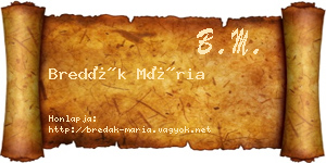 Bredák Mária névjegykártya